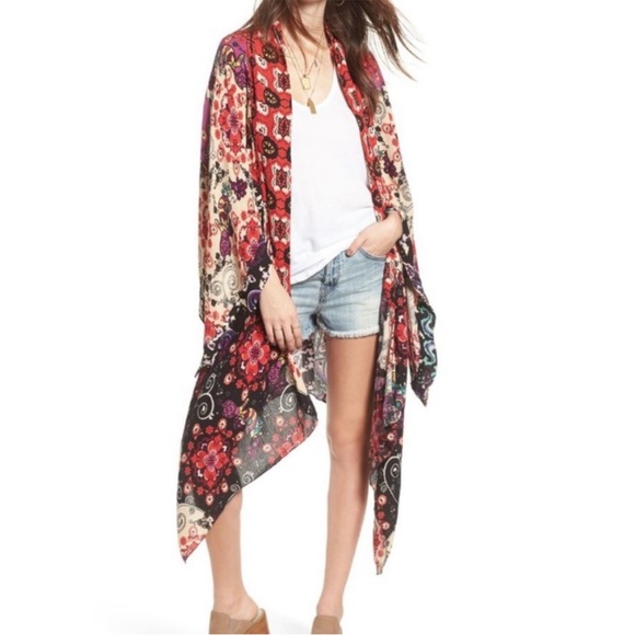 Free People boho wing kimono bohemian colorful robe OS